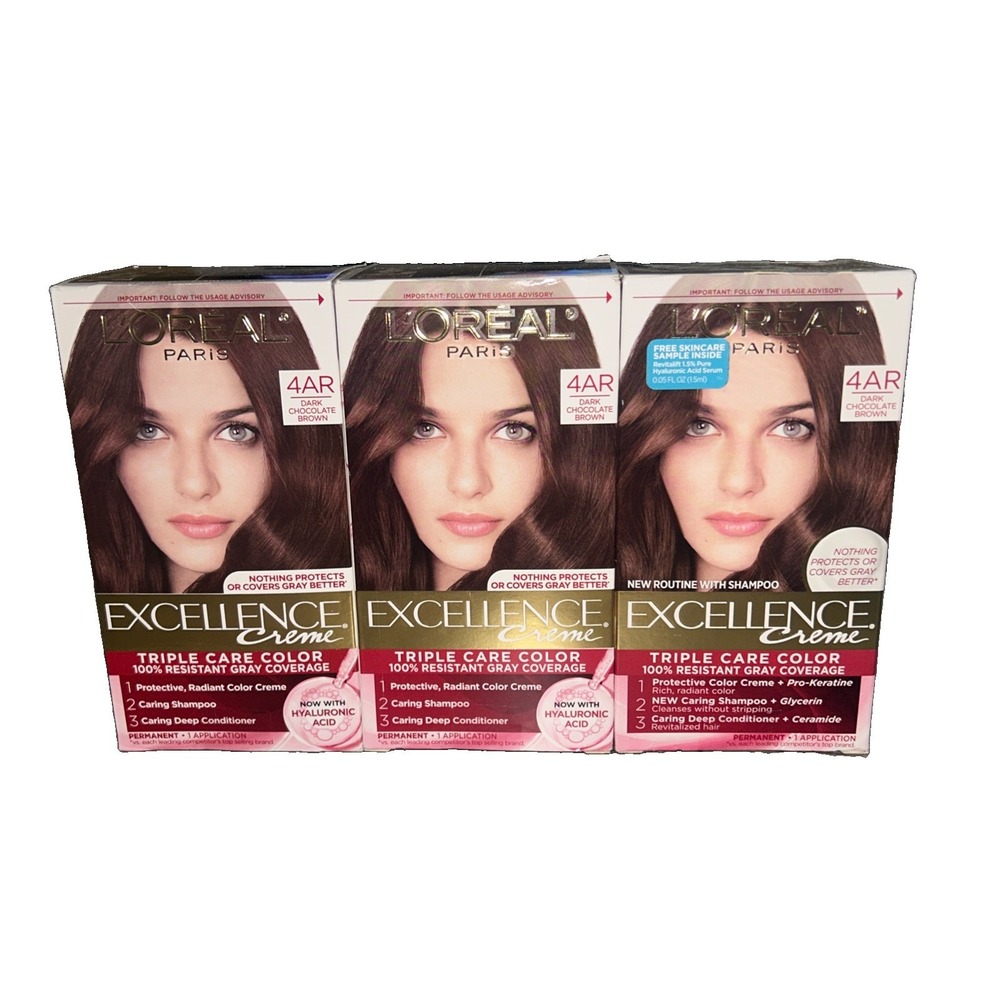 Loreal Paris Excellence Creme Hair Color #4AR DARK CHOCOLATE BROWN - w/ shampoo